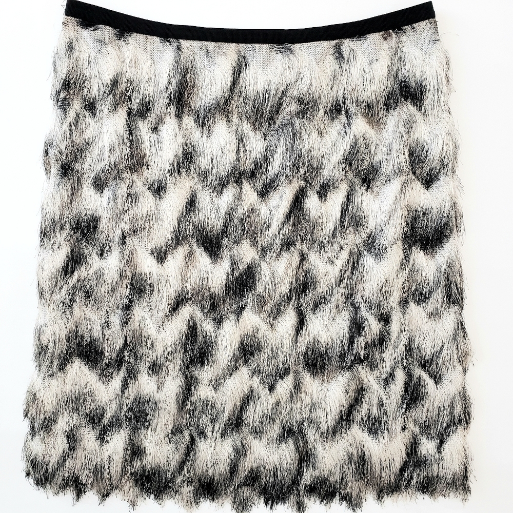 Nwot Ann Taylor  Tan,Creme,Black,Gray Fuzzy Tiered  Pencil Skirt